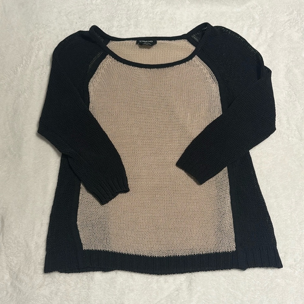 Bebe Open Knit Boatneck Sweater